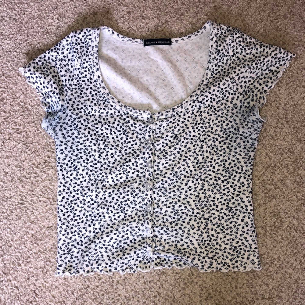 Floral black and white crop top